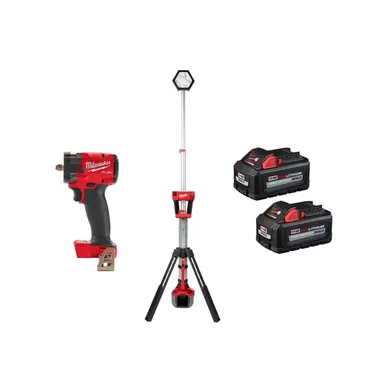Milwaukee 2854-20-2131-20-48-11-1862, bundle: M18 FUEL GEN-3 18V Lithium-Ion Brushless Cordless 3/8 in. Impact w/Tower Light, Two 6 Ah HO Batteries