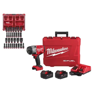 Milwaukee 2967-22-49-66-6806, bundle: M18 FUEL 18V Lithium-Ion Brushless Cordless 1/2 in. High-Torque Impact Wrench Combo Kit w/PACKOUT Impact Socket Set