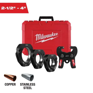 Milwaukee 49-16-2690X, accessory: 2-1/2 in. - 4 in. CTS-V Copper Pivoting Press Ring Kit for M18 FORCE LOGIC Press Tools (photograph from the Home Depot listing)