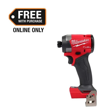Milwaukee 2953-20, bare tool: M18 FUEL 18V Lithium-Ion Brushless Cordless 1/4 in. Hex Impact Driver (Tool-Only) (photograph from the Home Depot listing)