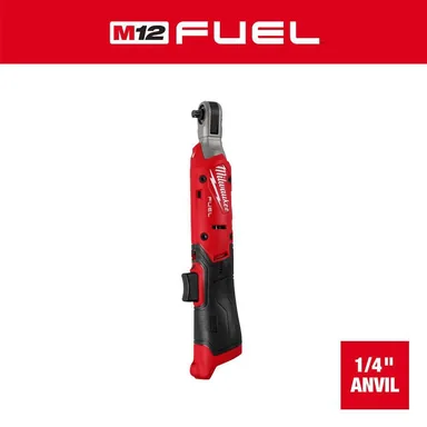 Milwaukee 3052-20, bare tool: M12 FUEL 12V Lithium-Ion Compact 1/4 in. Cordless Ratchet (Tool-Only) (photograph from the Home Depot listing)
