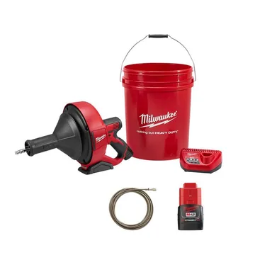 Milwaukee 2571-21-48-11-2420-48-53-2563, bundle: M12 12-Volt Lithium-Ion Cordless Auger Snake Drain Cleaning Kit M12 with 2.0Ah Battery and Cable