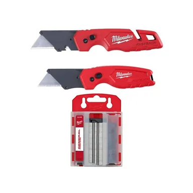Milwaukee 48-22-1503-48-22-1900, bundle: FASTBACK Folding Utility Knife and Compact Folding Utility Knife with General Purpose Utility Blades and Dispenser