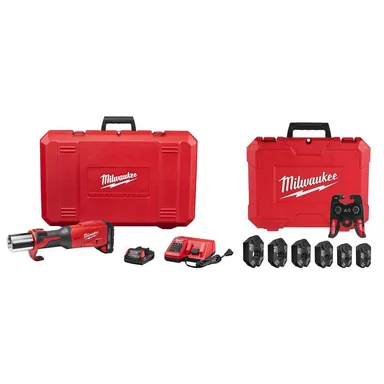 Milwaukee 2922-20-49-16-2661RX, bundle: M18 18-Volt Lithium-Ion Brushless FORCE LOGIC Press Tool with 1/4 in. - 7/8 in. RLS ACR Pivoting Press Ring Kit