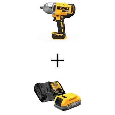 DeWalt DCF900BWCBP034C, bundle: 20V MAX Lithium-Ion Cordless 1/2 in. Impact Wrench with 20V MAX POWERSTACK Compact Battery Starter Kit