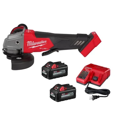 Milwaukee 2880-20-48-59-1862S, bundle: M18 FUEL 18V Lithium-Ion Brushless Cordless 4-1/2 in./5 in. Grinder w/Paddle Switch w/Two 6.0 Ah Battery and Charger