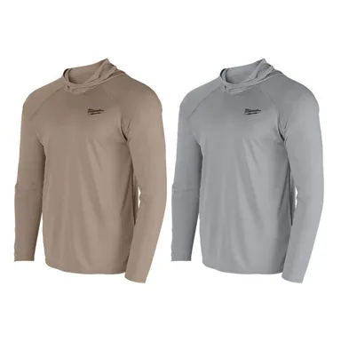 Milwaukee M550N-L-M550G-L, bundle: Men's Large WORKSKIN Hooded Sun Shirt (2-Pack)