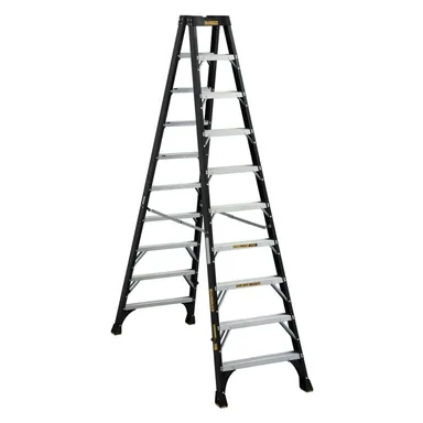 DeWalt DXL3030-10, unpowered: 10 ft. Fiberglass Step Ladder 14.2 ft. Reach Height Type 1A - 300 lbs., Expanded Work Step and Impact Absorption System