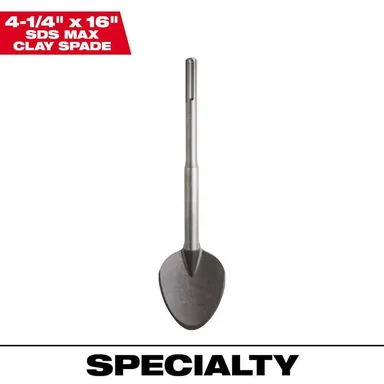 Milwaukee 48-62-4094, accessory: 4-1/4 in. x 16 in. SDS-MAX Steel Clay Spade (photograph from the Home Depot listing)