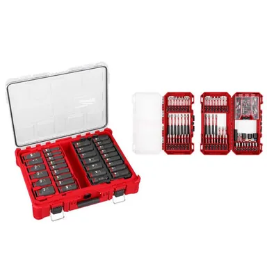 Milwaukee 49-66-6806-48-32-5150, bundle: SHOCKWAVE Impact-Duty 1/2 in. Drive Metric & SAE Deep Well PACKOUT Impact Socket Set w/Screw Driver Bit Set (131-Piece)