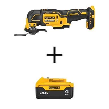 DeWalt DCS354BWDCB204, bundle: ATOMIC 20V MAX Cordless Brushless Oscillating MultiTool and (1) 20V Premium Lithium-Ion 4.0Ah Battery