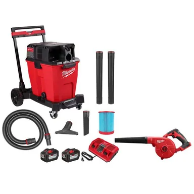 Milwaukee 0930-22HD-0884-20, bundle: M18 FUEL 12 Gal. Cordless Dual-Battery Wet/Dry Shop Vac Kit with M18 Compact Blower