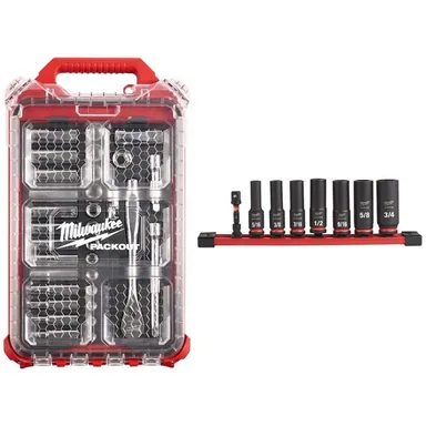 Milwaukee 48-22-9482-49-66-7024, bundle: 3/8 in. Drive Metric Ratchet and Socket Mechanics Tool Set with PACKOUT Case & Impact Socket Set (40-Piece)