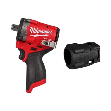 Milwaukee 2563P-20-49-16-2562, bundle: M12 FUEL 12V Lithium-Ion Brushless Cordless Stubby 1/2 in. Impact Wrench with Pin Detent with Protective Boot