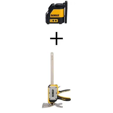 DeWalt DW088CGWHT83550, bundle: 100 ft. Green Self-Leveling Cross Line Laser Level Kit and TOUGHSERIES Construction Jack