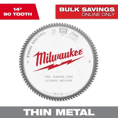 Milwaukee 48-40-4510, accessory: 14 in. x 90 Carbide Teeth Thin Metal Cutting Circular Saw Blade
