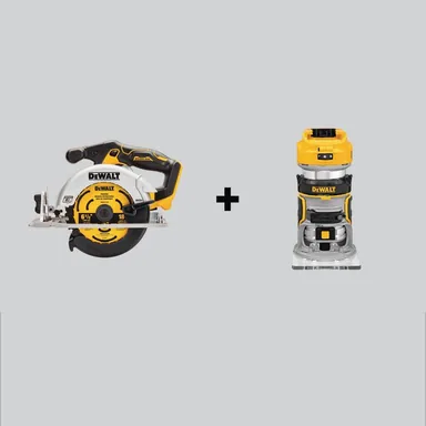 DeWalt DCS565BWDCW600B, bundle: 20V MAX Cordless Brushless 6-1/2 in. Circular Saw and 20V MAX XR Cordless Brushless Compact Router (Tools-Only)