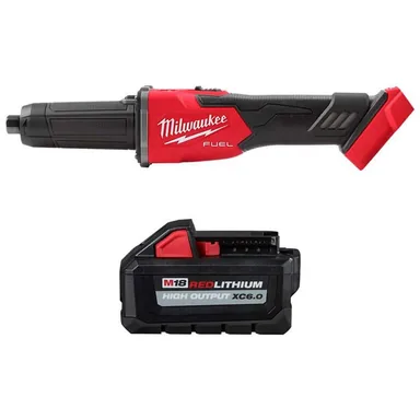 Milwaukee 2939-20-48-11-1865, bundle: M18 FUEL 18V Lithium-Ion Brushless Cordless 1/4 in. Braking Die Grinder Slide Switch w/6.0 ah Battery