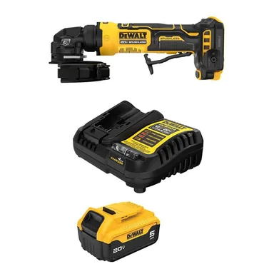 DeWalt DCG400BWDCB205C, bundle: ATOMIC 20-Volt MAX Cordless 4 in. Angle Grinder with Paddle Switch with 20V MAX Lithium-Ion 5.0 Ah Battery and Charger