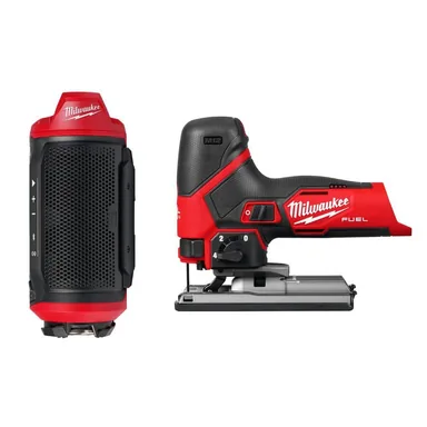 Milwaukee 2955-20-2545-20, bundle: M12 12-Volt Lithium-Ion Cordless Bluetooth Jobsite Speaker with PACKOUT Compatibility, & Jig Saw
