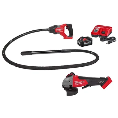 Milwaukee 2911-21-2880-20, bundle: M18 FUEL 18V Lithium-Ion Brushless Cordless 8 ft. Concrete Pencil Vibrator Kit with 6.0 Ah Battery & M18 FUEL Grinder