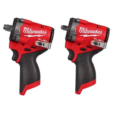 Milwaukee 2563-20-2562-20, bundle: M12 FUEL 12V Li-Ion Brushless Cordless Stubby 1/2 in. Impact Wrench with M12 FUEL Stubby 3/8 in. Impact Wrench (2-Tool)