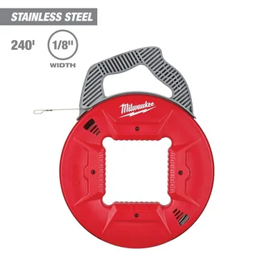 Milwaukee 48-22-4188, unpowered: 240 ft. x 1/8 in. Stainless Steel Fish Tape