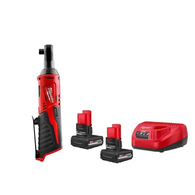 Milwaukee 2457-20-48-59-2450P, bundle: M12 12V Lithium-Ion 3/8 in. Cordless Ratchet with M12 5.0 Ah Battery (2-Pack) Starter Kit