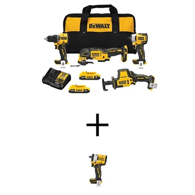 DeWalt DCK486D2WCF921B, bundle: ATOMIC 20V Lithium-Ion Cordless Brushless Combo Kit 4-Tool and 1/2 in. Impact Wrench with (2) 2Ah Batteries and Charger
