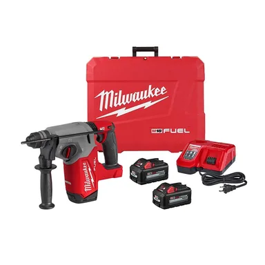 Milwaukee 2912-22, kit: M18 FUEL 18V Lithium-Ion Brushless 1 in. Cordless SDS-Plus Rotary Hammer Kit with Two 6.0 Ah Batteries, Hard Case