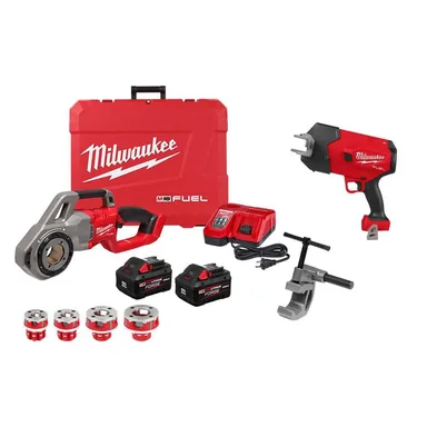 Milwaukee 2870-22-3469-20, bundle: M18 FUEL One-Key Cordless Brushless Compact Pipe Threader Kit and M18 FUEL 1/2 in. - 1 in. Steel Pipe Cutter