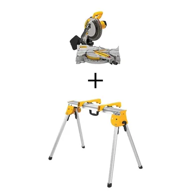 DeWalt DWS780WDWX725B, bundle: 15 Amp Corded 12 in. Double Bevel Sliding Compound Miter Saw with Heavy Duty Work Stand and Miter Saw Mounting Brackets