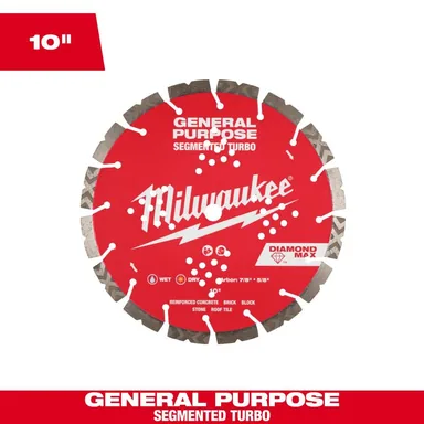 Milwaukee 49-93-9010, accessory: 10 in. DIAMOND MAX General Purpose Segmented Turbo Diamond Blade