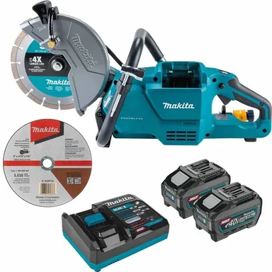 Makita GEC03T, kit: Makita GEC03T 40V max XGT Brushless Cordless 9" Power Cutter Kit, with AFT, Electric Brake (5.0 Ah)