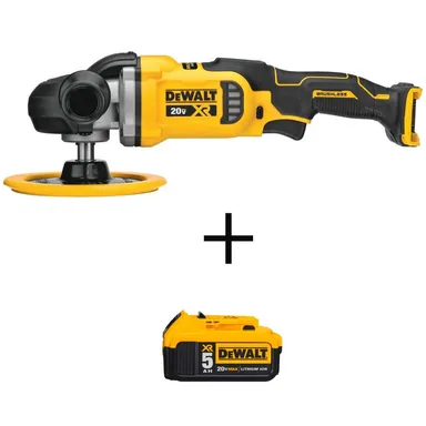DeWalt DCM849BW205, bundle: 20V MAX XR Cordless Brushless 7 in. Variable Speed Rotary Polisher with 20V 5.0Ah Lithium-Ion Battery Pack