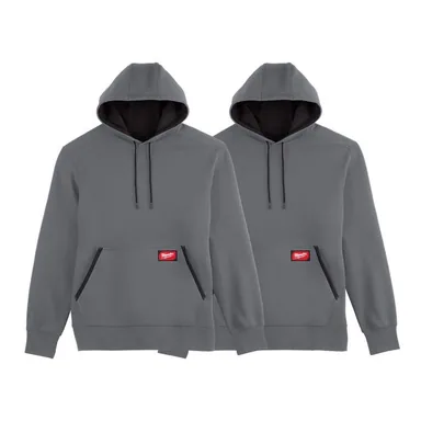 Milwaukee 351G-M-351G-M, bundle: Men's Medium Gray Midweight Cotton/Polyester Long-Sleeve Pullover Hoodie (2-Pack)