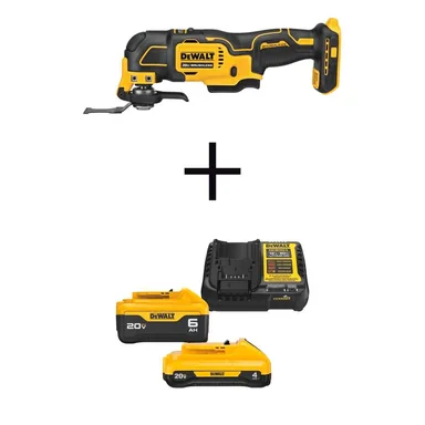 DeWalt DCS354BDCB246CK, unclassified: ATOMIC 20V MAX Cordless Brushless Oscillating Multi Tool, (1) 20V 6.0Ah and (1) 20V 4.0Ah Batteries, and Charger