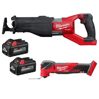 Milwaukee 2722-20-2836-20-48-11-1862, bundle: M18 FUEL 18V Lith-Ion Brushless Cordless Super SAWZALL Reciprocating Saw w/Multi-Tool & (2) High Output 6.0Ah Battery