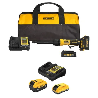 DeWalt DCG420XGE245-2C, unclassified: ATOMIC 20V MAX Lithium-Ion Cordless Extended Die Grinder Kit with 5 Ah, 4 Ah & (2) 1.7 Ah Batteries, (2) Chargers & Bag