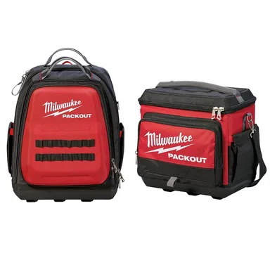 Milwaukee 48-22-8301-48-22-8302, bundle: 15 in. PACKOUT Tool Backpack with PACKOUT Cooler Bag