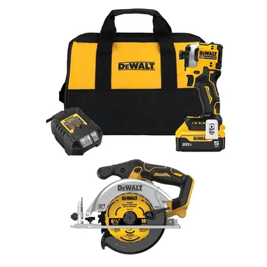 DeWalt DCF850P1WCS565B, bundle: Atomic 20V Max Lithium-Ion Cordless Impact Driver Kit & 20V Maximum Cordless Brushless 6-1/2 in. Circular Saw Tool Only
