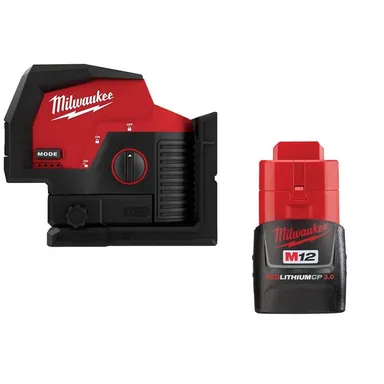 Milwaukee 3622-20-48-11-2430, bundle: M12 12-Volt Lithium-Ion Cordless Green 125 ft. Cross Line and Plumb Points Laser Level with M12 CP 3.0 Battery Pack