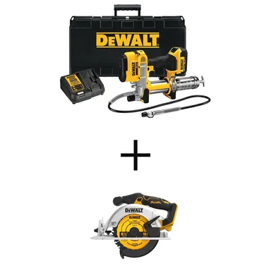 DeWalt DCGG571M1WS565B, bundle: 20V MAX Cordless 10,000 PSI Variable Speed Grease Gun and Brushless 6-1/2 in. Circular Saw with 4Ah Battery and Charger