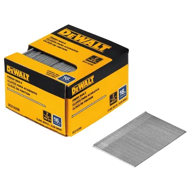 DeWalt DCS16200, accessory: 2 in. x 16-Gauge Bright Finish Straight Collated Finishing/Casing Nail (2500 per Box) (photograph from the Home Depot listing)