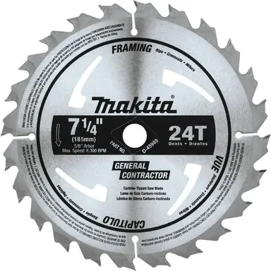 Makita D-45989, accessory: Makita D-45989 7-1/4" 24T Carbide-Tipped Circular Saw Blade, Framing/General Purpose