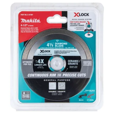 Makita E-07397, accessory: Makita E-07397 X-LOCK 4-1/2" Continuous Rim Diamond Blade for Ceramic and Granite Cutting