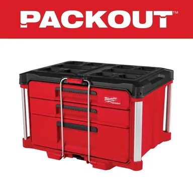 Milwaukee 48-22-8447, accessory: PACKOUT 22 in. Modular 3-Drawer Multi Drawer Tool Box with Metal Reinforced Corners and 50 lbs. Capacity