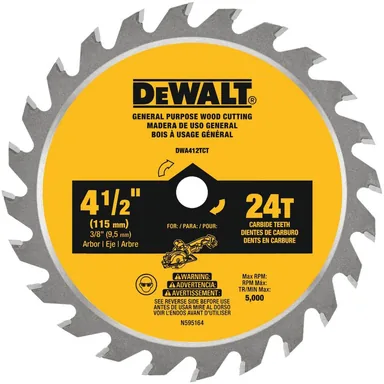 DeWalt DWA412TCT, accessory: ATOMIC 4-1/2 in. 24-Tooth Circular Saw Blade