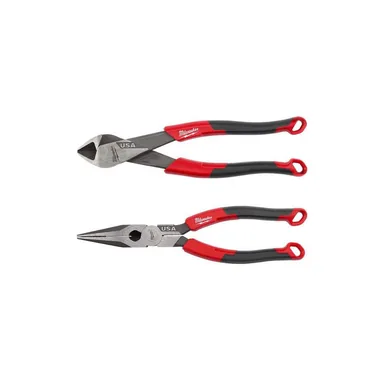 Milwaukee MT558-MT555, bundle: 8" Diagonal Cutting Pliers (USA) and 8" Long Nose Comfort Grip Pliers (USA)