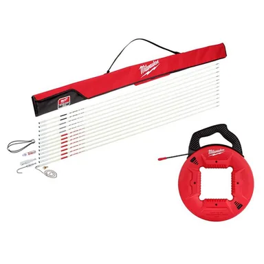 Milwaukee 48-22-4156-48-22-4165, bundle: 60 ft. Fiberglass Fish Stick Low/Mid/High Flex Combo Kit with 100 ft. Polyester Fish Tape with Non-Conductive Tip